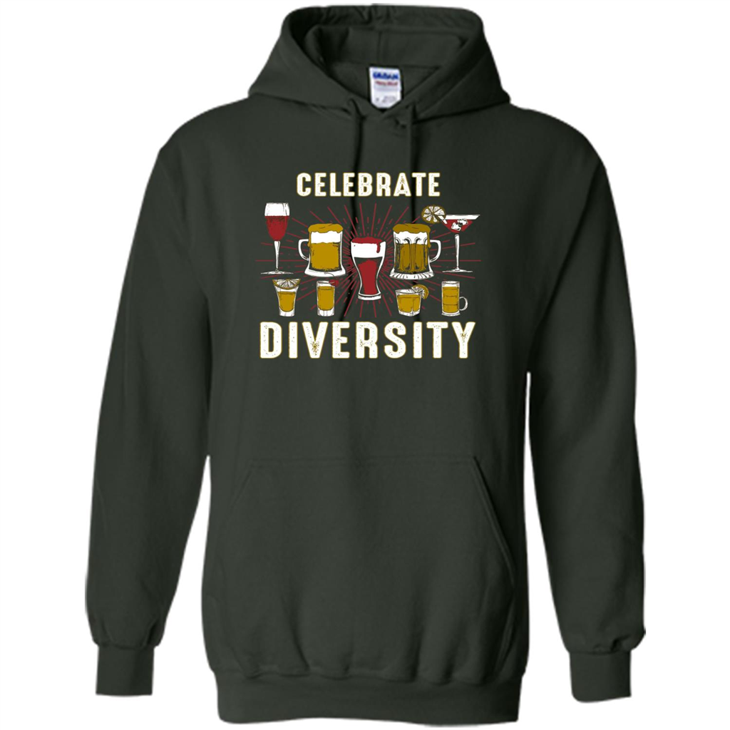 Alcohol Diversity T-Shirt Celebrate With Beer And Booze Forest Green