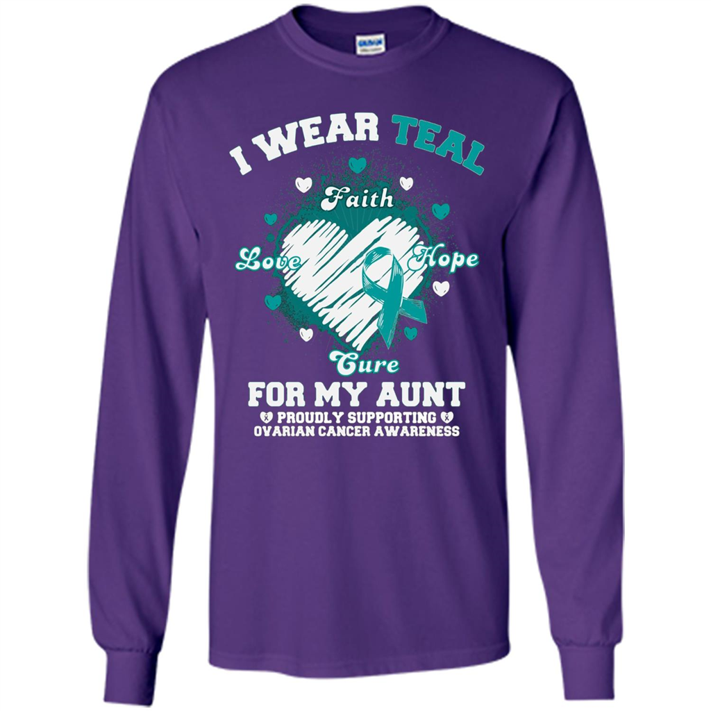 I Wear Teal For My Aunt - Ovarian Cancer Awareness T-Shirt Purple