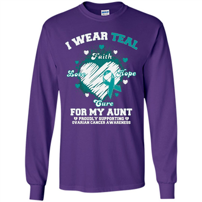 I Wear Teal For My Aunt - Ovarian Cancer Awareness T-Shirt Purple