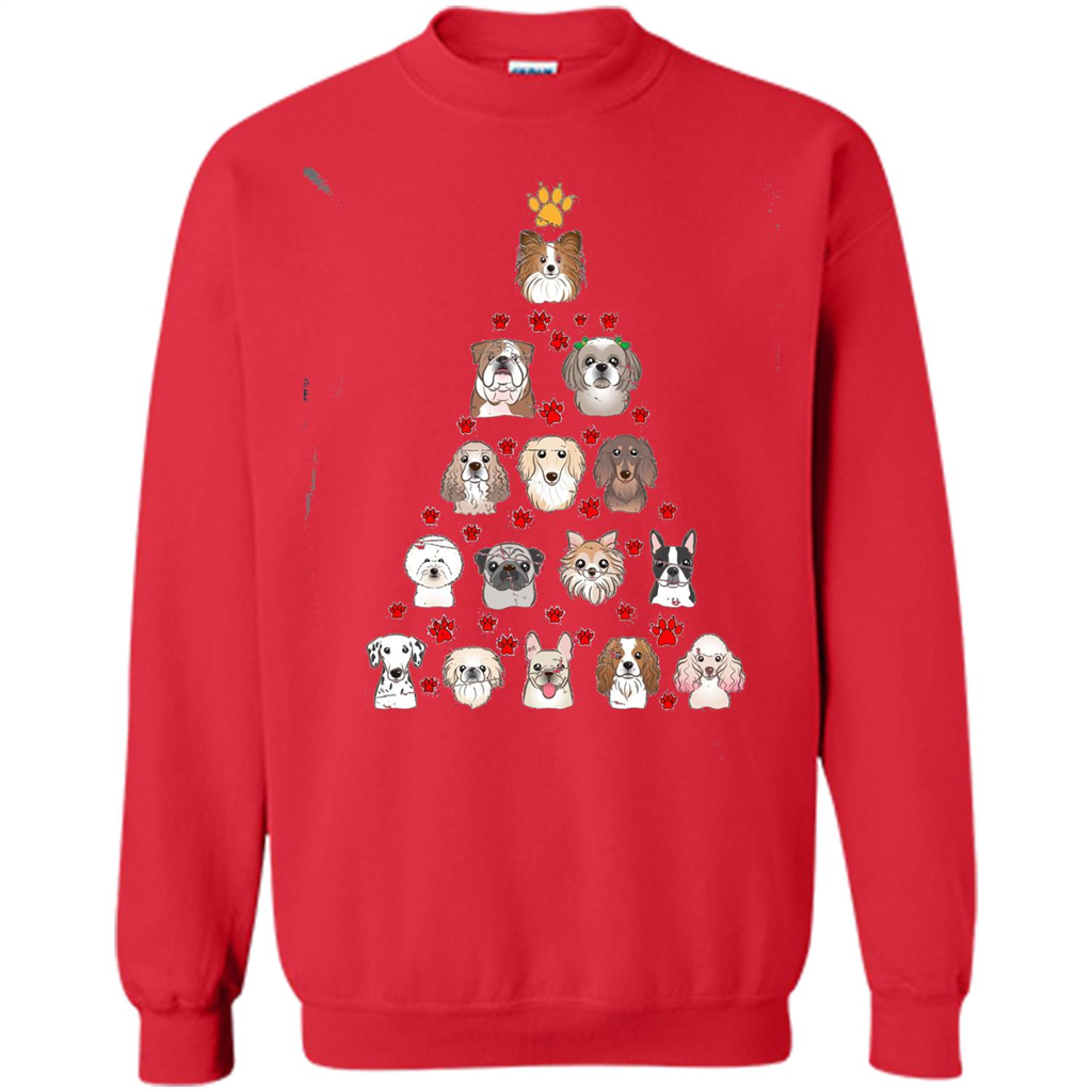 Dog Lover T-shirt Christimas Tree For Dog Lover T-shirt Red