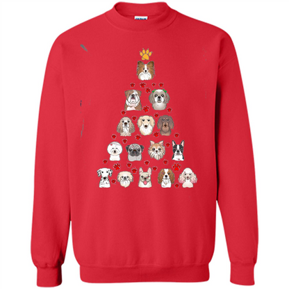Dog Lover T-shirt Christimas Tree For Dog Lover T-shirt Red