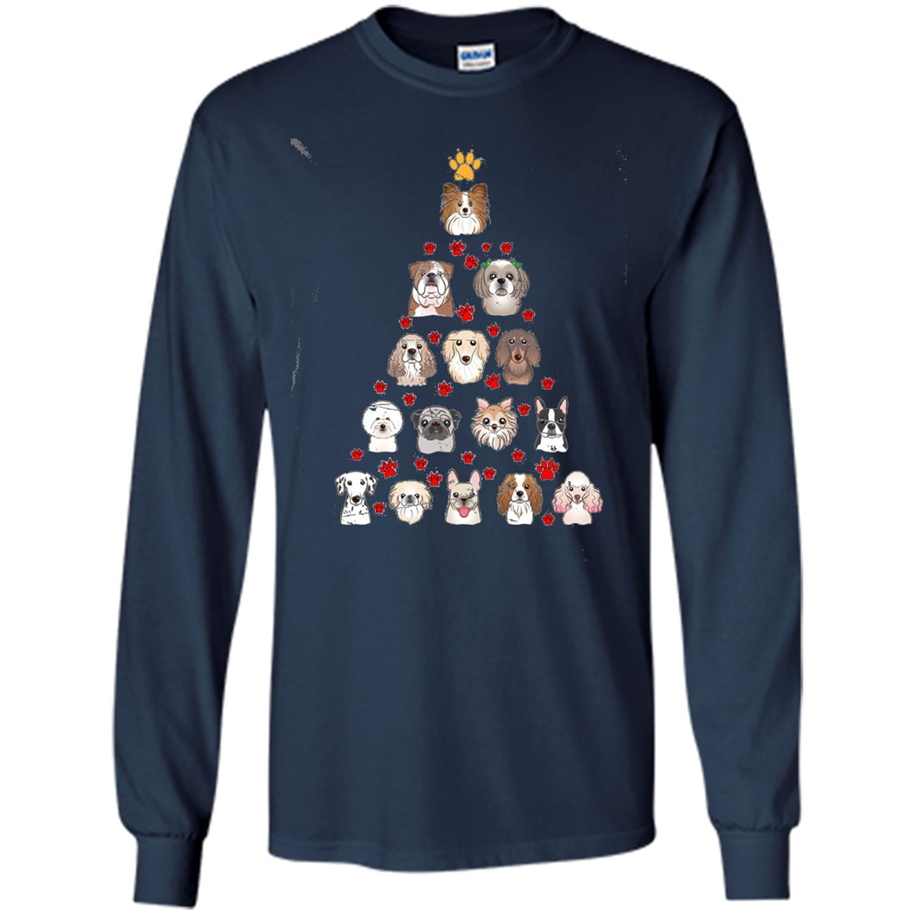 Dog Lover T-shirt Christimas Tree For Dog Lover T-shirt Navy