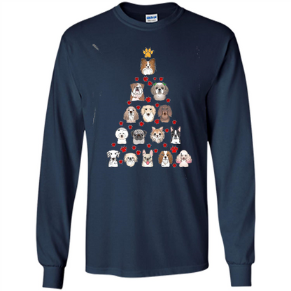 Dog Lover T-shirt Christimas Tree For Dog Lover T-shirt Navy