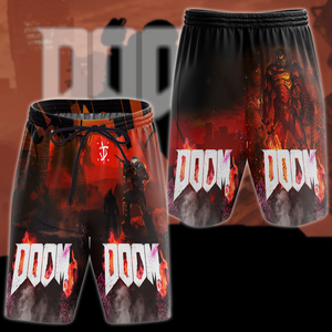 Doom Video Game 3D All Over Print T-shirt Tank Top Zip Hoodie Pullover Hoodie Hawaiian Shirt Beach Shorts Jogger Beach Shorts S 