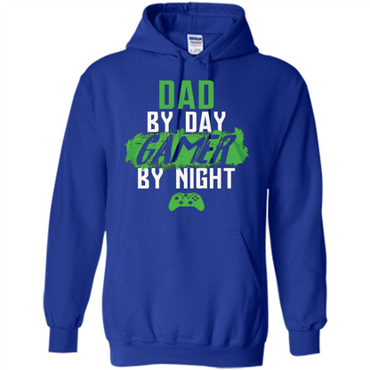 Fathers Day T-shirt Dad By Day Gamer By Night Video Game Royal