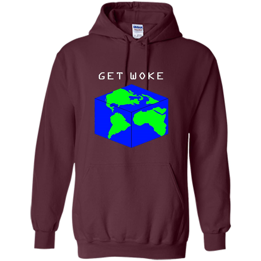 Flat Earther Get Woke T-shirt Earth Society T-shirt Maroon