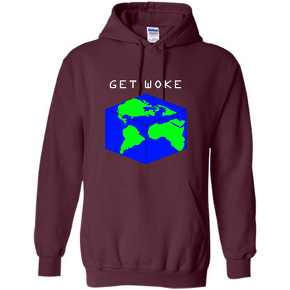 Flat Earther Get Woke T-shirt Earth Society T-shirt Maroon