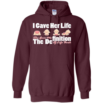 Mommy T-shirt I Gave Her Life. She Gave Me The Definition Of Life Back Maroon