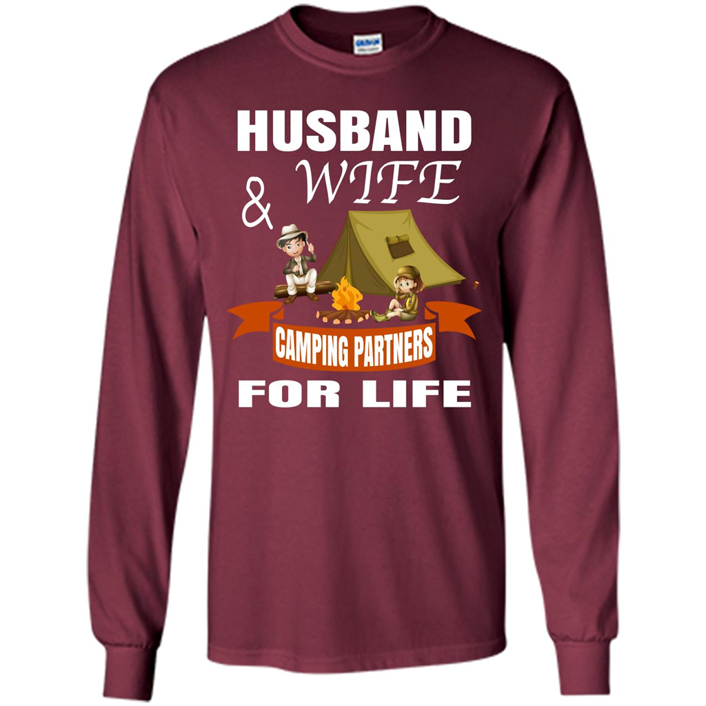 Camping Family T-shirt Husband And Wife Camping Partners For LIfe Maroon