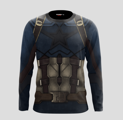 Captain America Cosplay 3D Long Sleeve Shirt