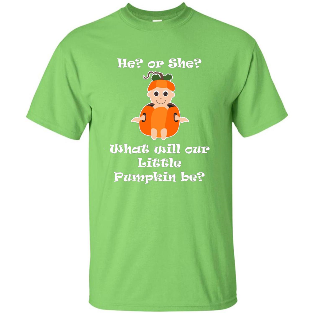 He Or She What Will Little Pumpkin Be Baby Shower T-shirt Lime