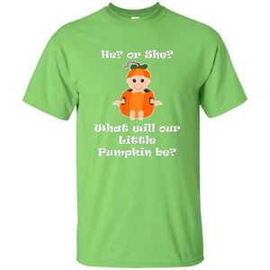 He Or She What Will Little Pumpkin Be Baby Shower T-shirt