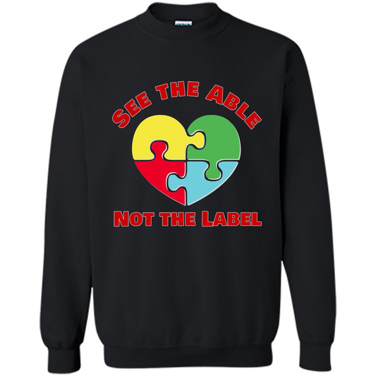Autism Awareness T-shirt See the Able Not the Label Black