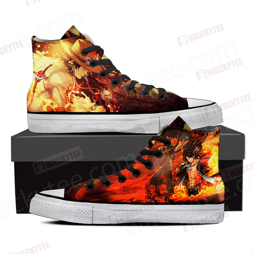 One Piece Portgas D. Ace 3D High Top Shoes SIZE 47
