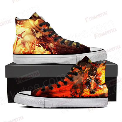 One Piece Portgas D. Ace 3D High Top Shoes SIZE 47