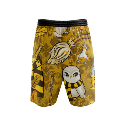 Hogwarts Hufflepuff House Pattern Harry Potter Beach Short