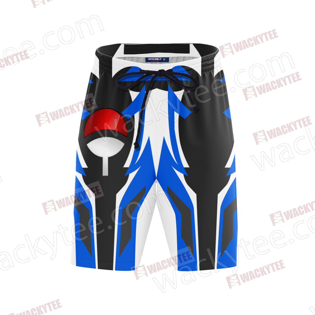 Naruto Sasuke Symbol New Look Unisex 3D Beach Shorts