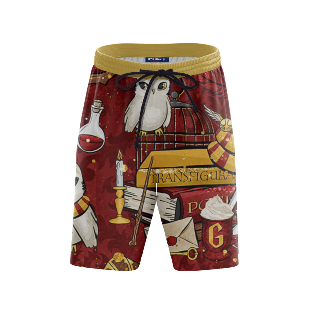 Hogwarts Gryffindor House Pattern Harry Potter Beach Short