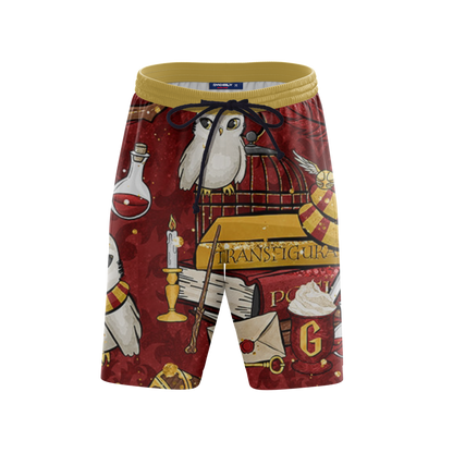 Hogwarts Gryffindor House Pattern Harry Potter Beach Short