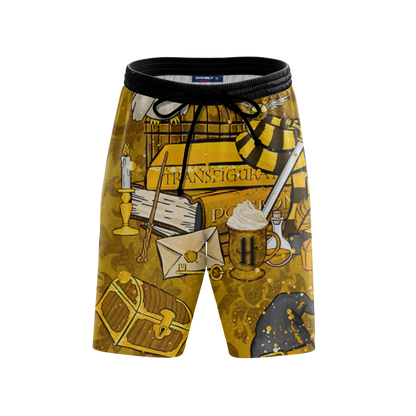 Hogwarts Hufflepuff House Pattern Harry Potter Beach Short