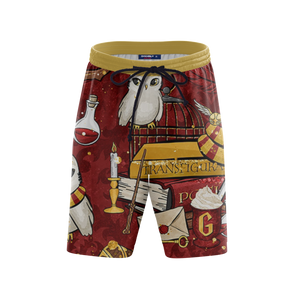 Hogwarts Gryffindor House Pattern Harry Potter Beach Short