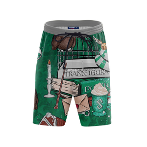 Hogwarts Slytherin House Pattern Harry Potter Beach Short