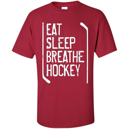 Funny Hockey T-shirt Eat Sleep Breathe Hockey T-Shirt Cardinal