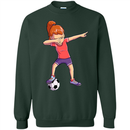 Dabbing Soccer Girl T-shirt Dab Dance T-shirt Forest Green