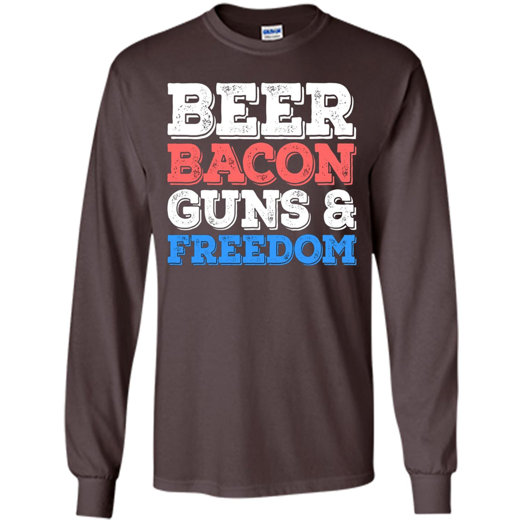 Beer Bacon Guns And Freedom T-Shirt Fourth of July Gift Dark Chocolate
