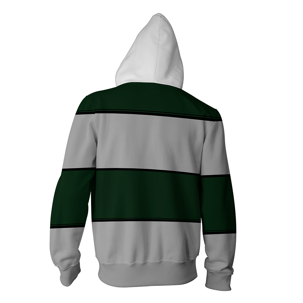Striped Slytherin Harry Potter New Zip Up Hoodie