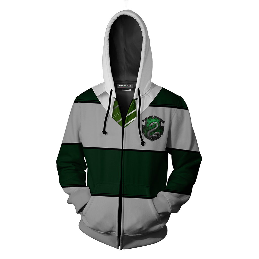 Striped Slytherin Harry Potter New Zip Up Hoodie