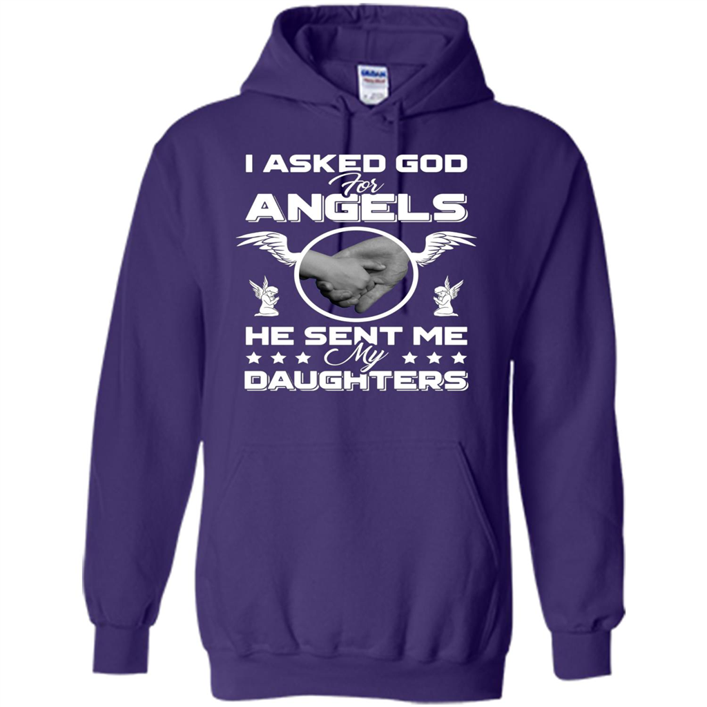 Mom Dad T-shirt I Asked God For Angels He Sent Me My Daughters Purple