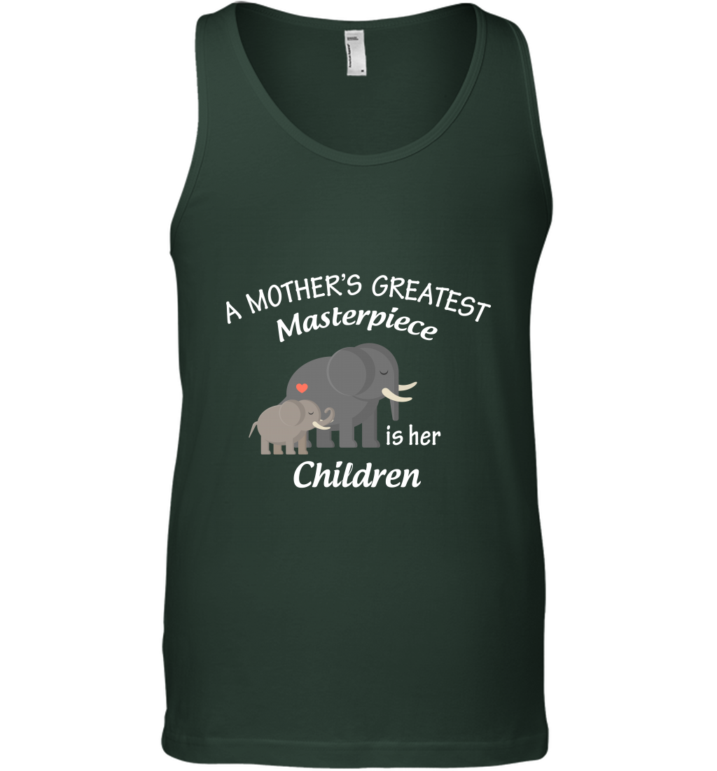 A Mothers Greatest Masterpiece Is Her Children Elephants Family Shirt Tank Top Forest Green