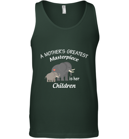 A Mothers Greatest Masterpiece Is Her Children Elephants Family Shirt Tank Top Forest Green