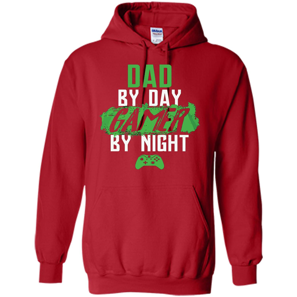 Fathers Day T-shirt Dad By Day Gamer By Night Video Game Red