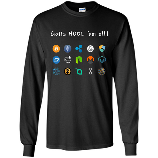 Ethereum Bitcoin Litecoin Gotta Hodl Em All Crypto T-Shirt Black