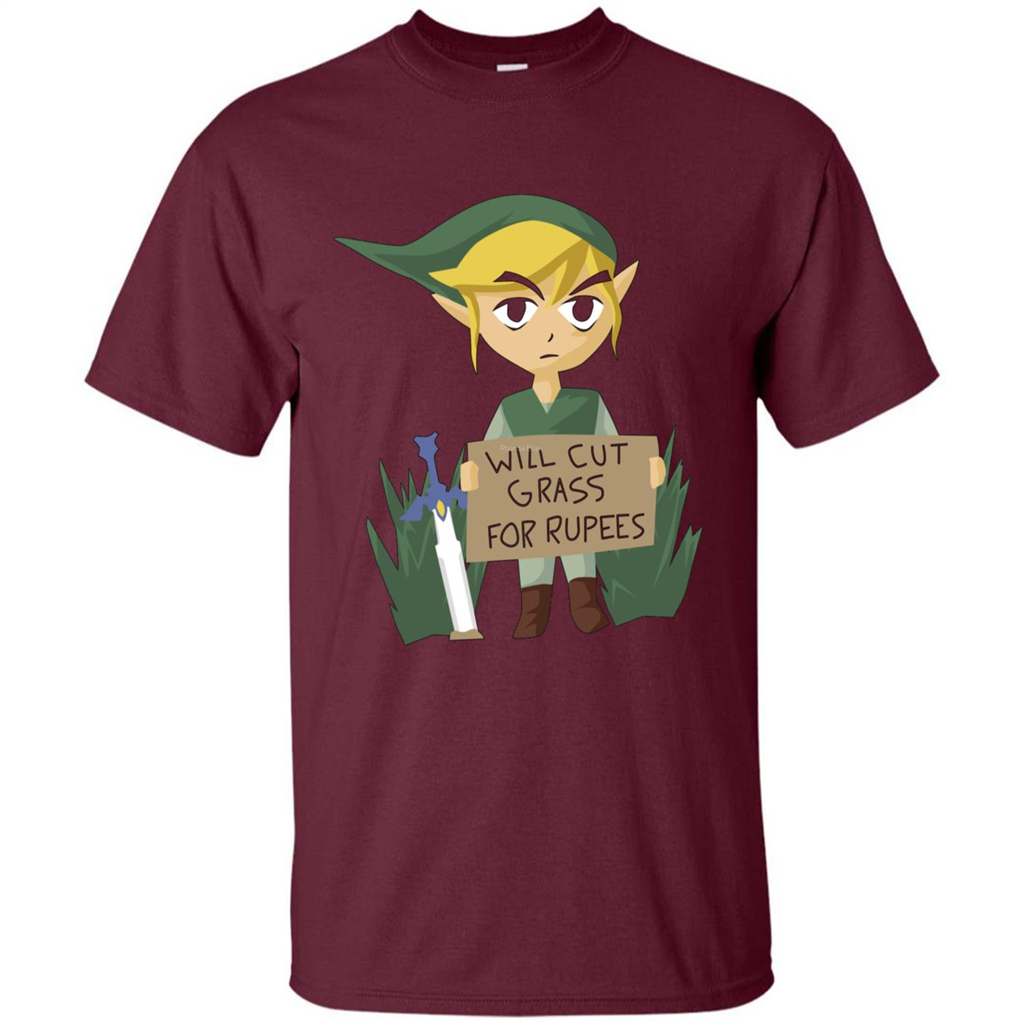 Video Games T-shirt Will Cut Grass For Rupees T-shirt Maroon