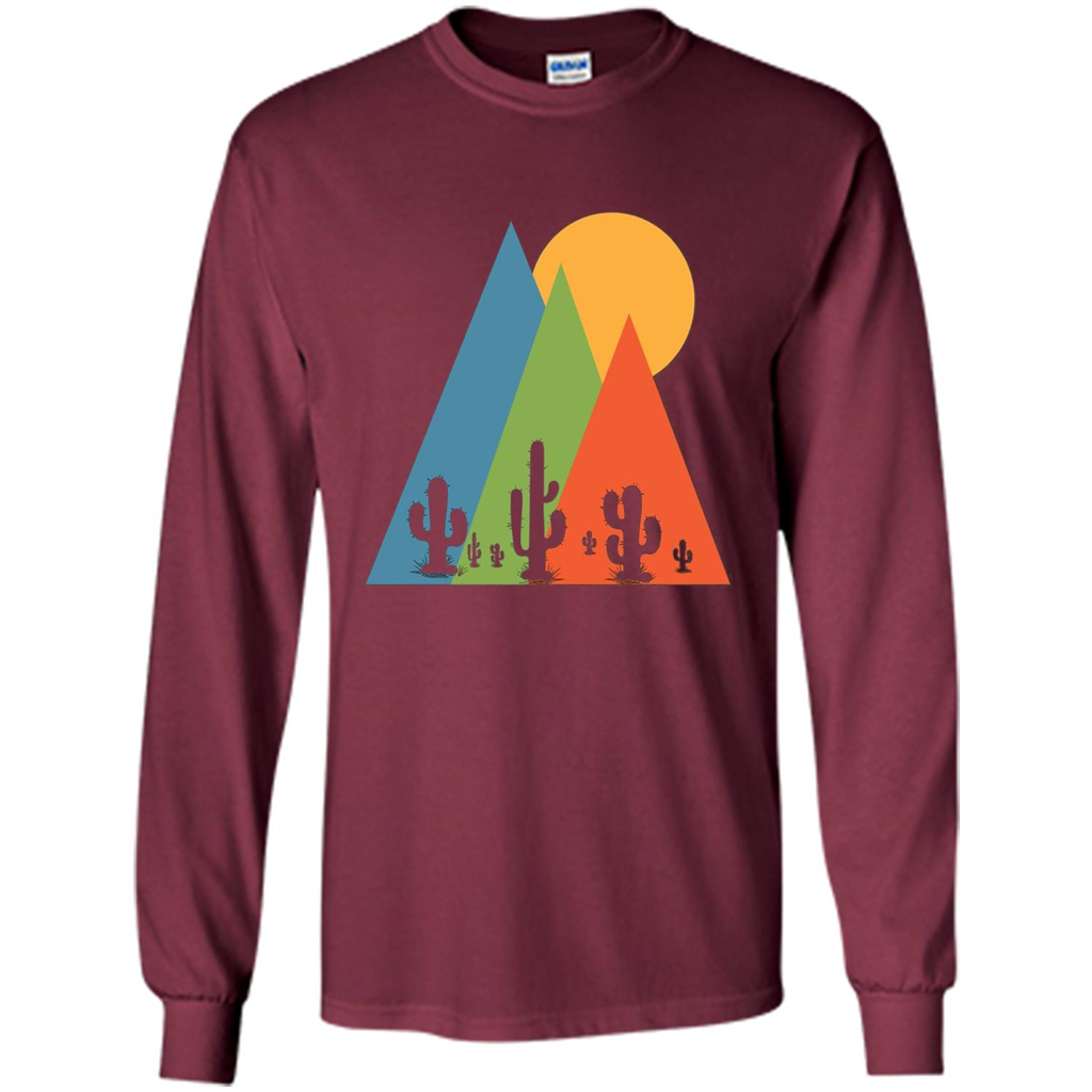 Cactus, Mountain and Sun T-shirt Maroon