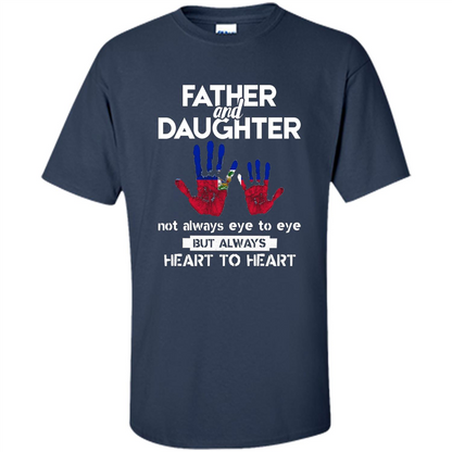 Father And Daughter Father's Day T-shirt Heart To Heart Navy