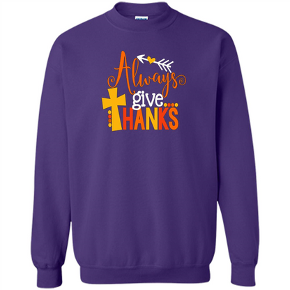 Cute Kids Thanksgiving Shirt - Always Give Thanks T-Shirt Purple