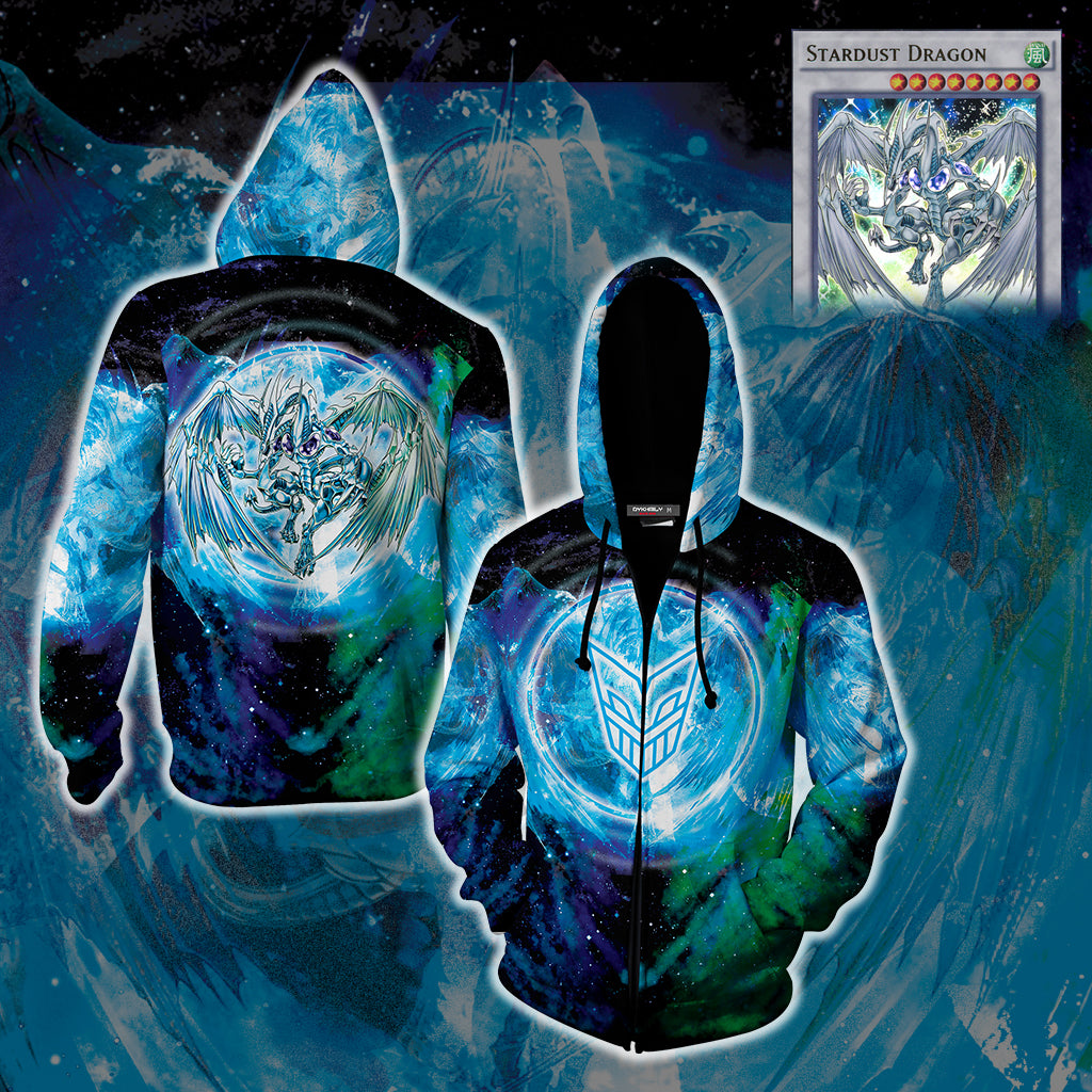 Yu-Gi-Oh! Stardust Dragon 3D Zip Up Hoodie 4XL