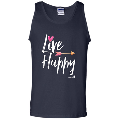 Inspirational Motivational Uplifting T-shirt Live Happy Navy