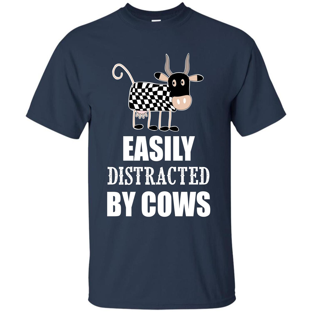 Cow T-shirt Easily Distracted By Cows T-shirt Navy