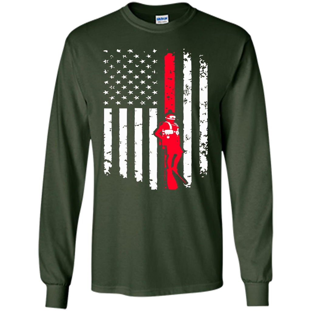 The American Flag Scuba Diving T-shirt Forest Green