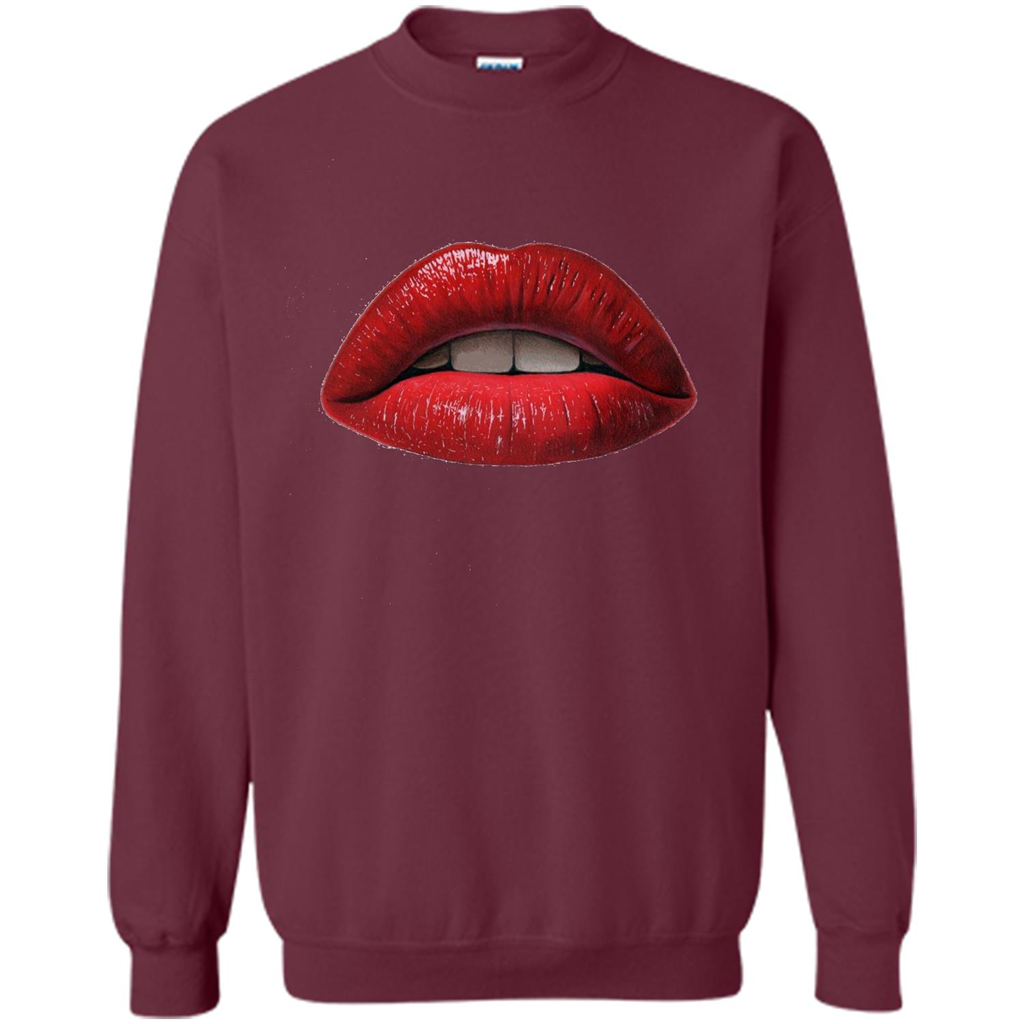 Red Lips T-shirt with Red Lips Art T-shirt Maroon