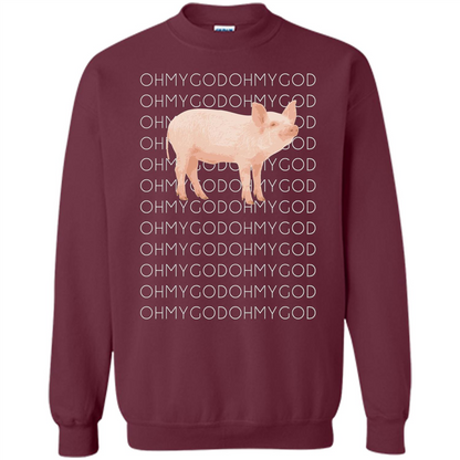 Oh My God Pig T-shirt Cute Pig T-shirt Maroon