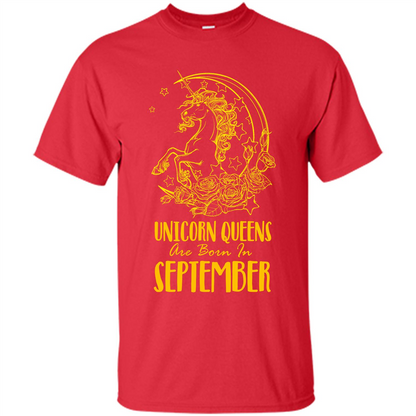 September Unicorn T-shirt Unicorn Queens Are Born In September Red