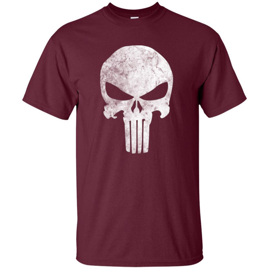 Punisher Skull Grunge T-shirt Maroon