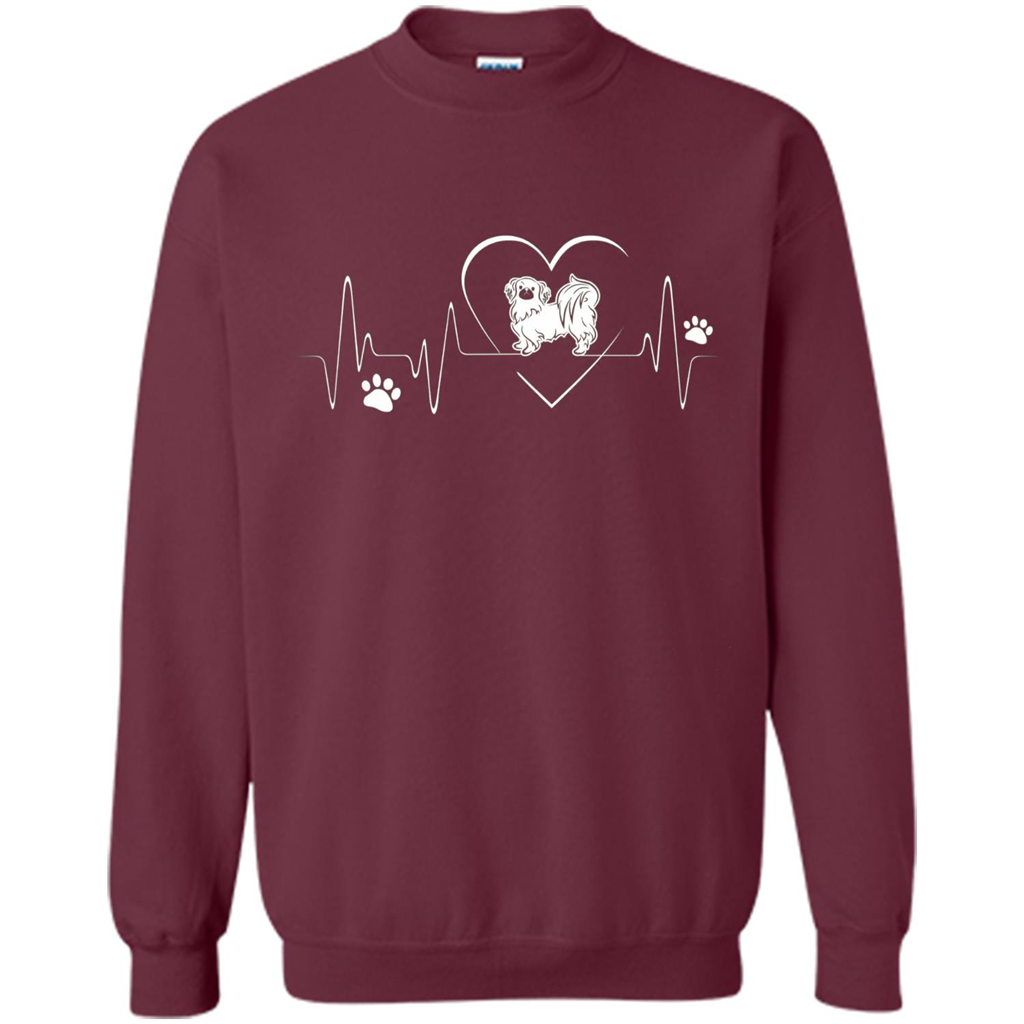 Pekehund T-shirt Pekehund Heart Beat T-shirt Maroon