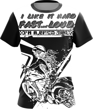 Biker Girl I Like It Hard Fast Loud Unisex 3D T-shirt